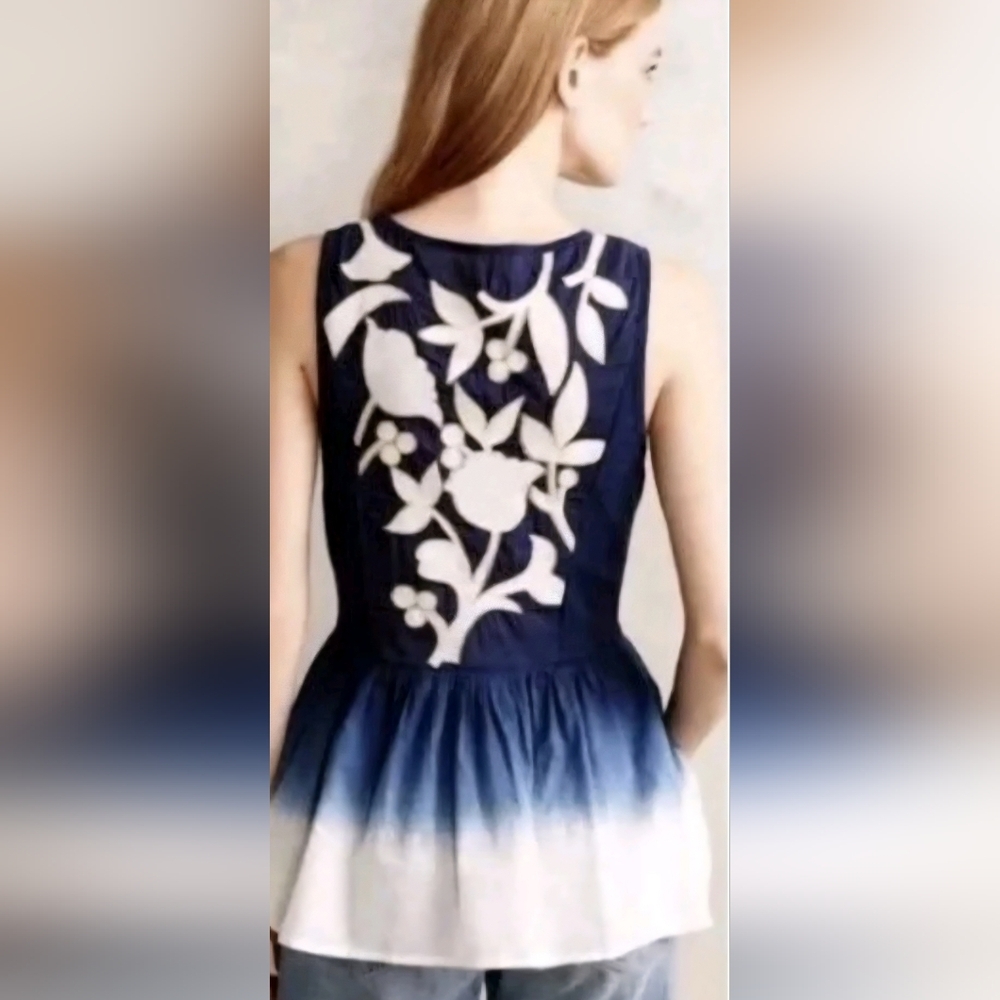 Anthropologie Floreat Dip Dyed Peplum Tank, Size XL - Picture 2 of 7